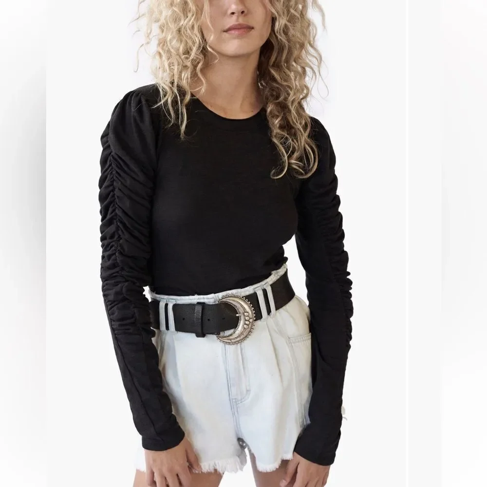 Free People Natasha Tee in Black